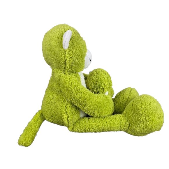 Set of 2 Pier 1 Imports Green Monkey Max Plush Ape Gorilla 21" & 10" - Picture 6 of 15